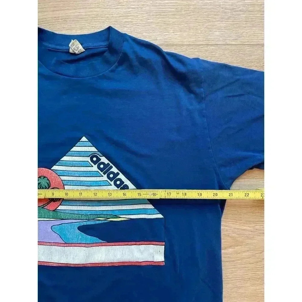 RARE Vintage 70s 80s Adidas Graphic T-Shirt Single Stitch Made in USA 50/50 - Picture 10 of 13
